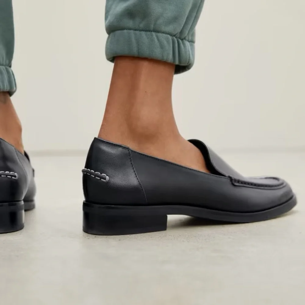 EVERLANE The Modern Loafer in Black Napa Leather Flat Slip On Size 8.5 NEW_4